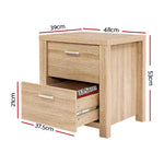 Bedside Table 2 Drawers - Maxi Pine