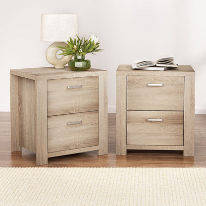 Bedside Table 2 Drawers Pine 48x39x53cm