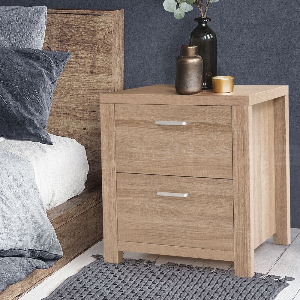 Bedside Table 2 Drawers Pine 48x39x53cm