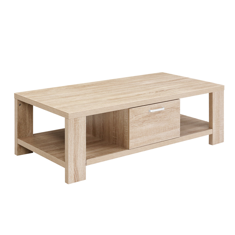 Sleek Oak Coffee Table with Drawer