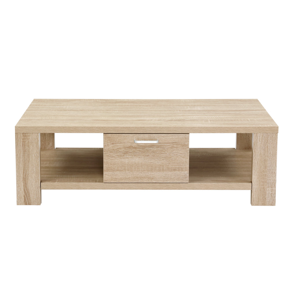 Sleek Oak Coffee Table with Drawer