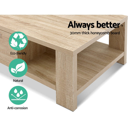 Sleek Oak Coffee Table with Drawer