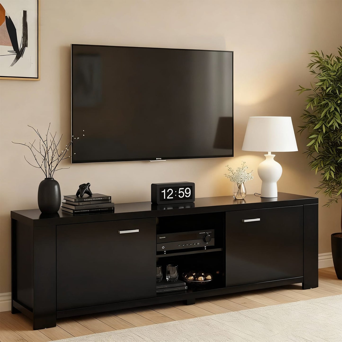 Black 160cm Tv Unit 160x40x45cm