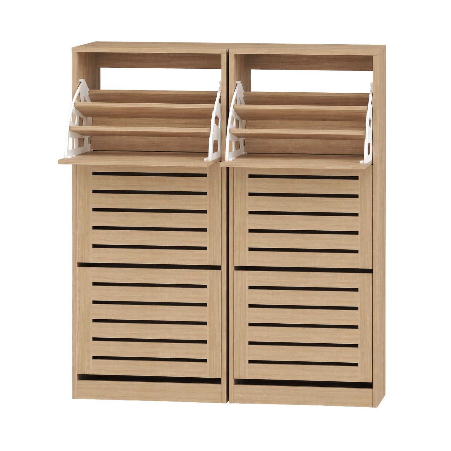 Pine Shoe Cabinet 3 Flip Drawer Set 2pc | HomeAndLiving - 2