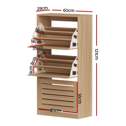 Pine Shoe Cabinet 3 Flip Drawer Set 2pc | HomeAndLiving - 4