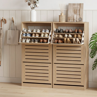 Pine Shoe Cabinet 3 Flip Drawer Set 2pc | HomeAndLiving