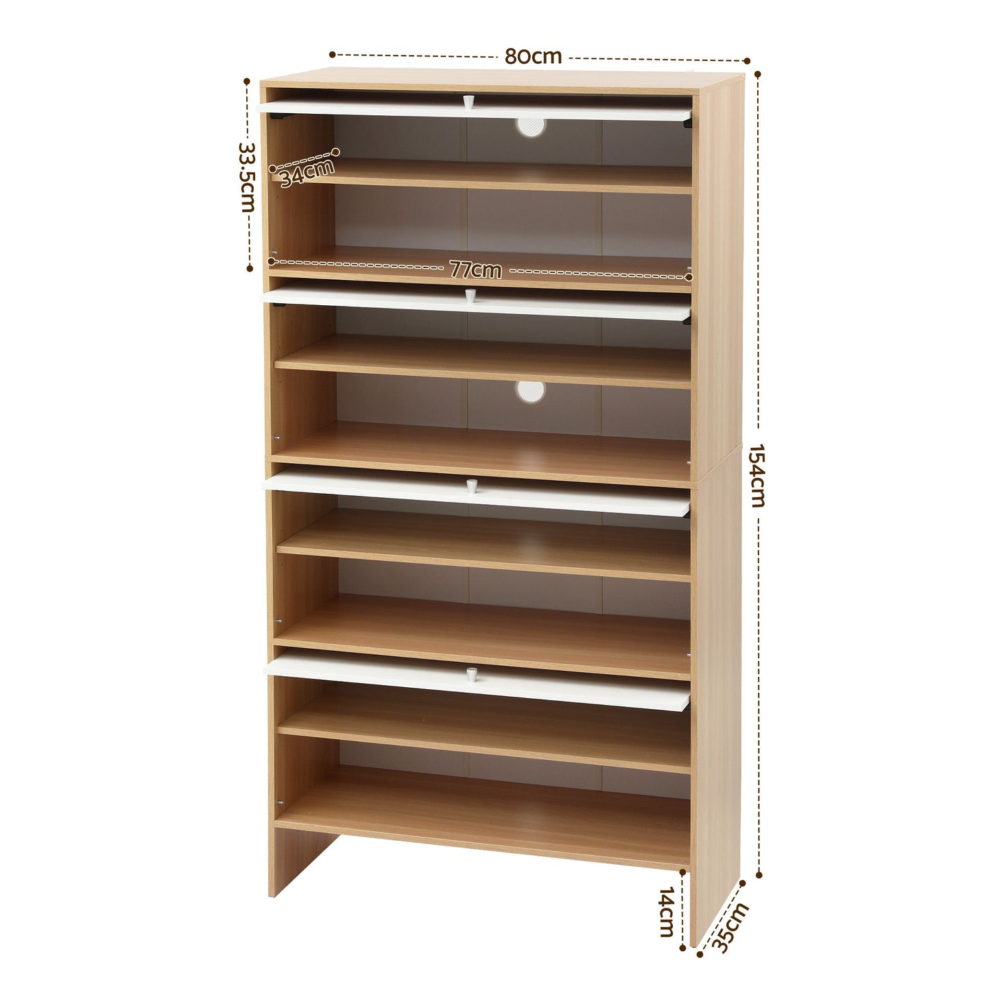 Narrow Shoe Cabinet Flip-Up Door White Pine | HomeAndLiving - 4