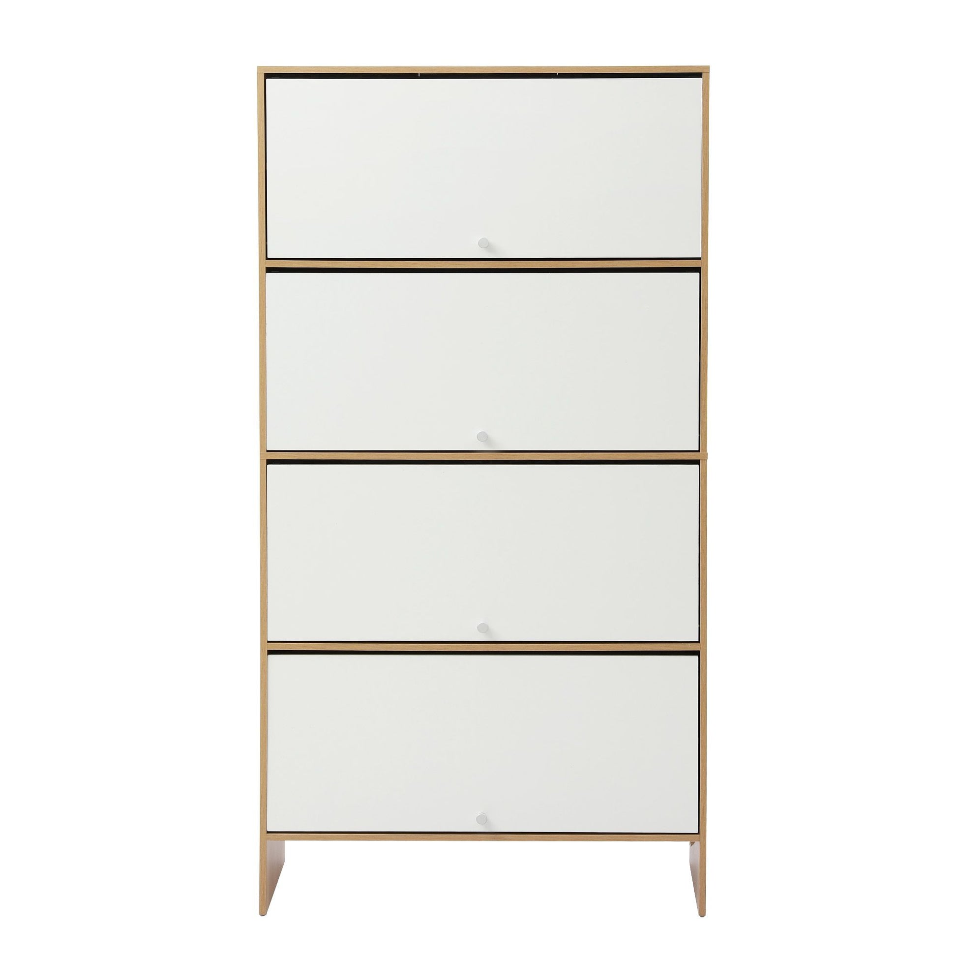 Narrow Shoe Cabinet Flip-Up Door White Pine | HomeAndLiving - 5