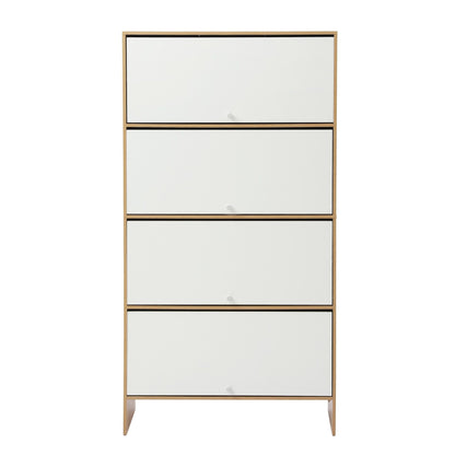 Narrow Shoe Cabinet Flip-Up Door White Pine | HomeAndLiving - 5