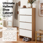 Narrow Shoe Cabinet Flip-Up Door White Pine | HomeAndLiving