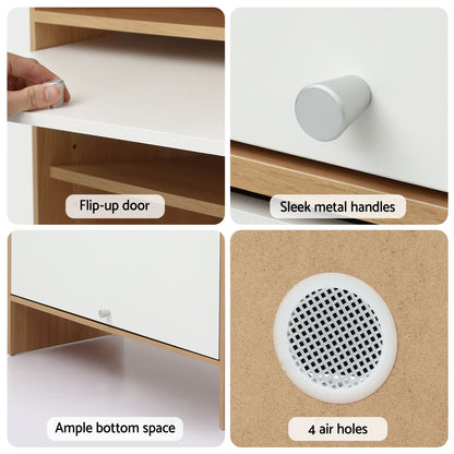 Narrow Shoe Cabinet Flip-Up Door White Pine | HomeAndLiving - 8