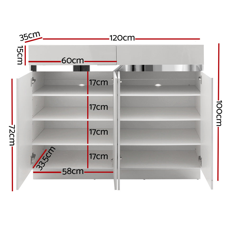 Shoe Cabinet Shoes Storage Rack High Gloss Cupboard White Drawers