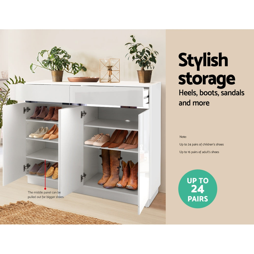 Shoe Cabinet Shoes Storage Rack High Gloss Cupboard White Drawers