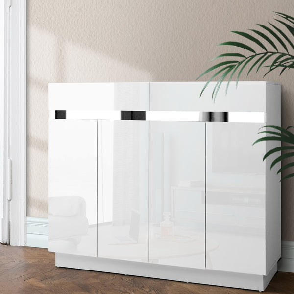  Shoe Cabinet Shoes Storage Rack High Gloss Cupboard White Drawers