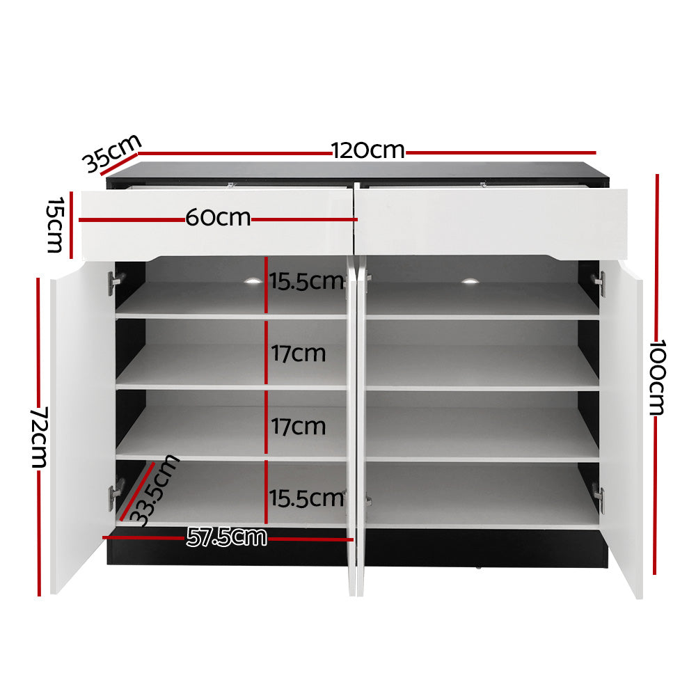 Shoe Cabinet Shoes Storage Rack High Gloss Cupboard Shelf Drawers
