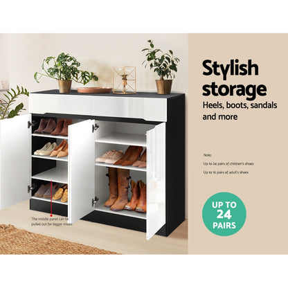 Shoe Cabinet Shoes Storage Rack High Gloss Cupboard Shelf Drawers