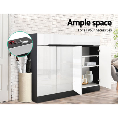 Shoe Cabinet Shoes Storage Rack High Gloss Cupboard Shelf Drawers