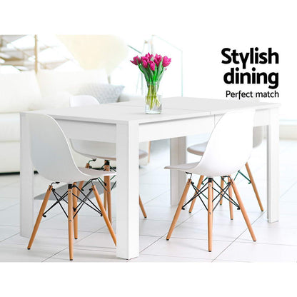 Dining Table Rectangular 4 Seater 120Cm White Natu