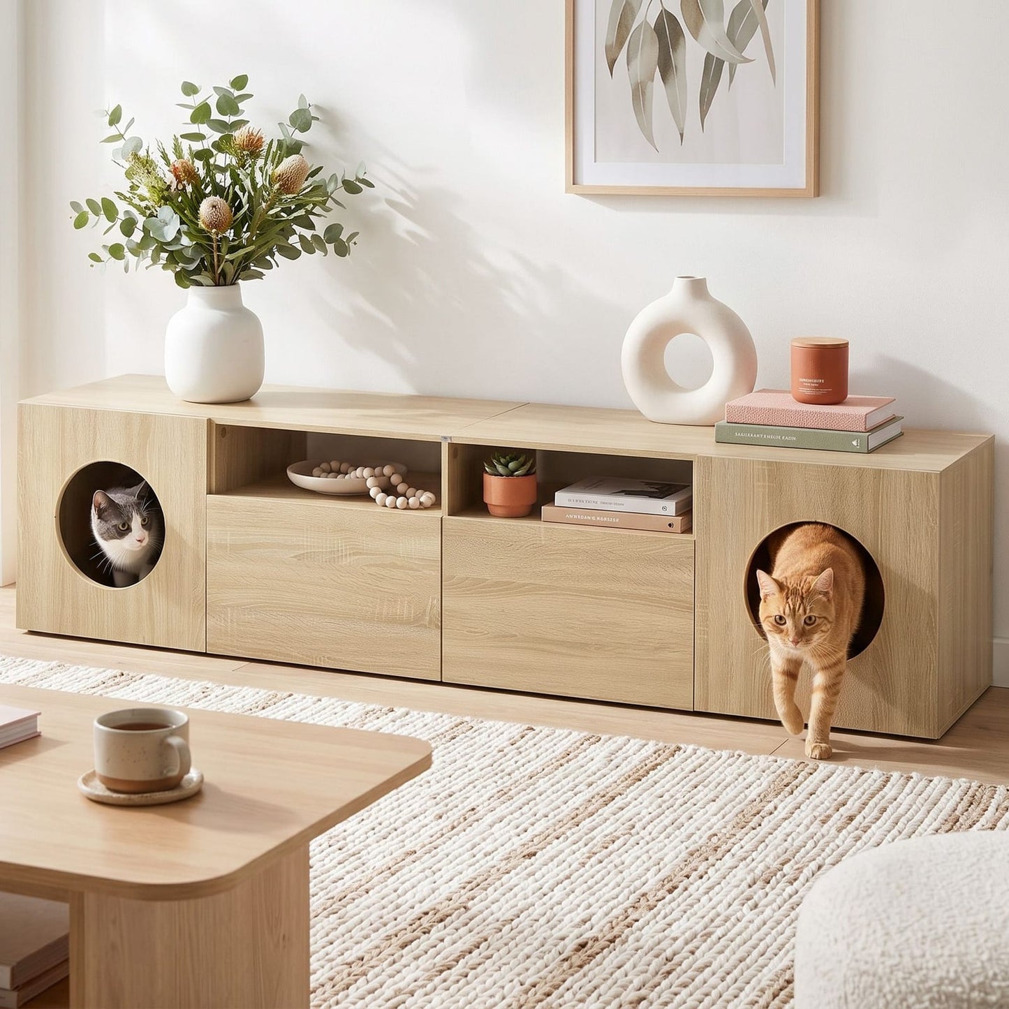 Tv Unit With Storage Cabinet 185x39x45.5cm