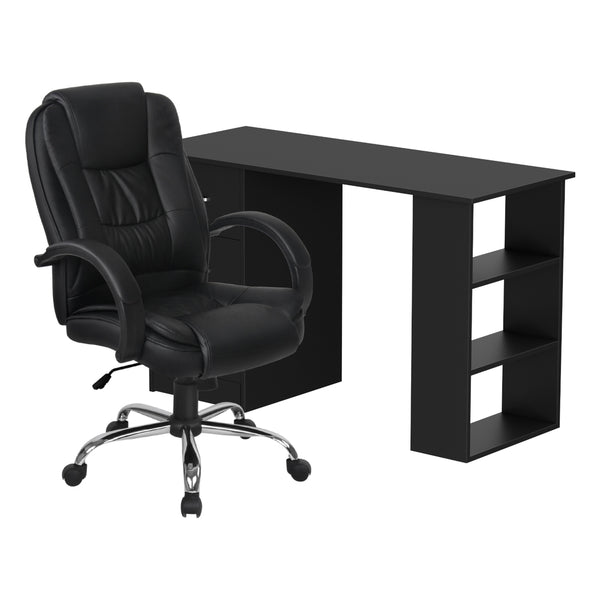  Computer Desk 120cm Executive Office Chair Set PU Leather High Back