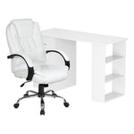 Computer Desk 120cm Executive Office Chair Set PU Leather High Back