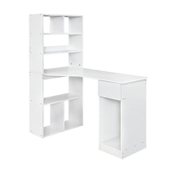 Computer Desk Bookshelf Drawer Cabinet White 120Cm