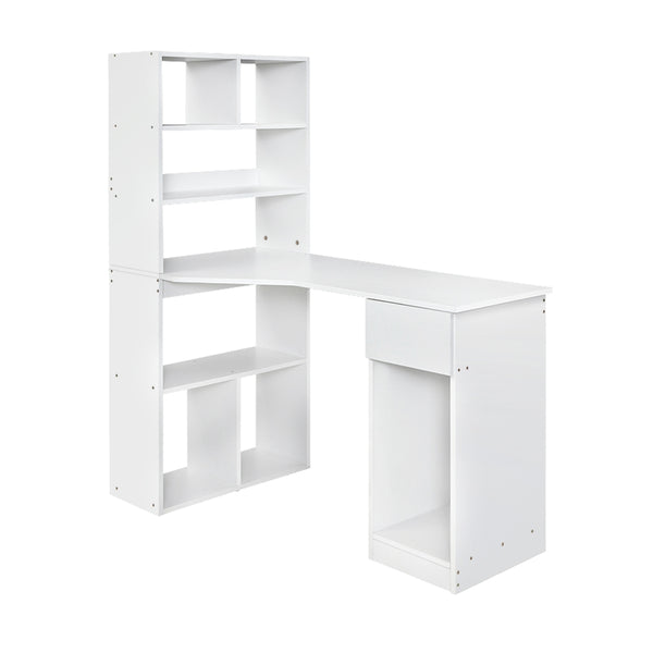  Computer Desk Bookshelf Drawer Cabinet White 120Cm
