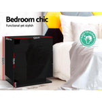 Bedside Tables LED Lamp 2 Drawers Nightstand Gloss Black