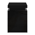 Bedside Table Led 3 Drawers - Coley Black