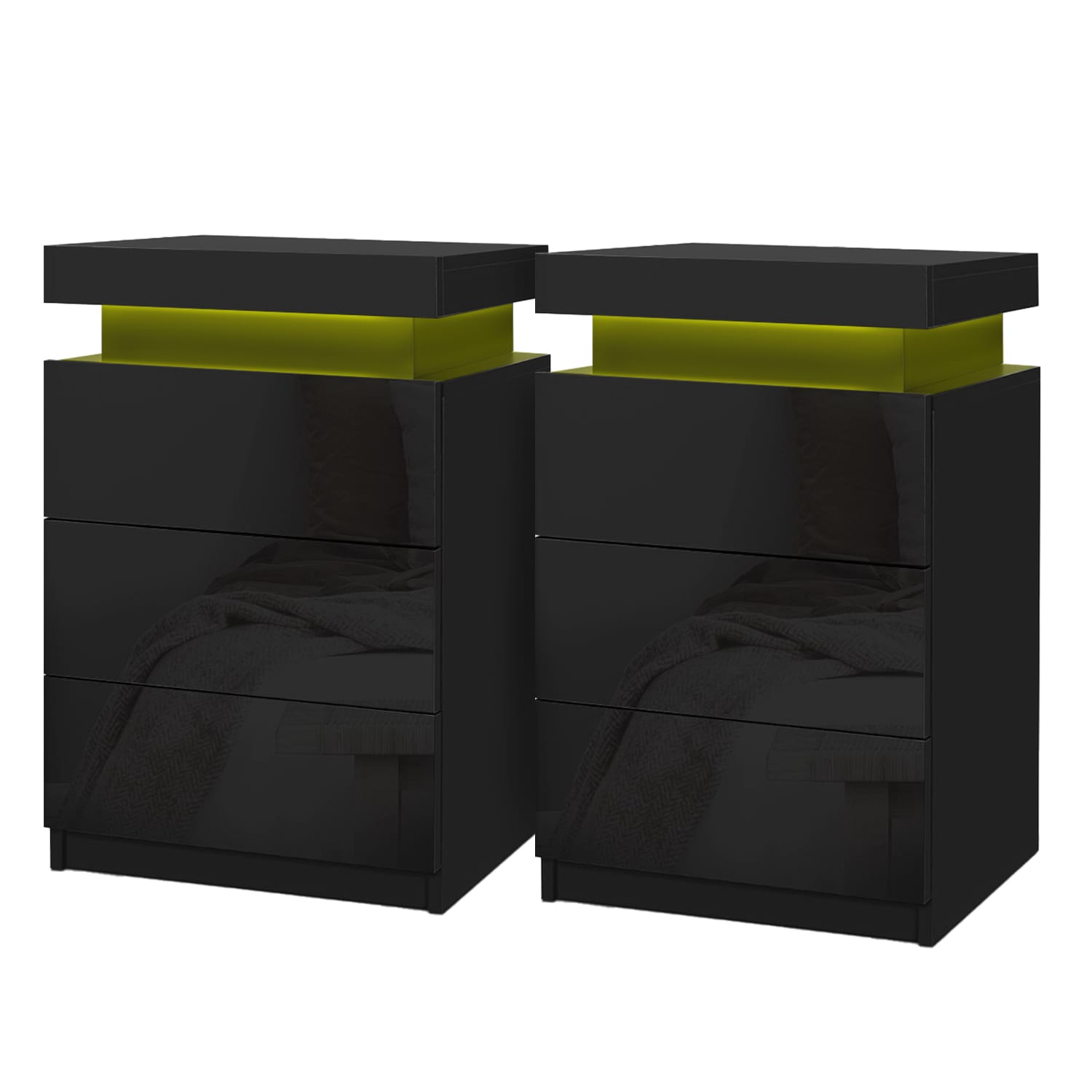 Black bedside table 45x35x68cm, side view