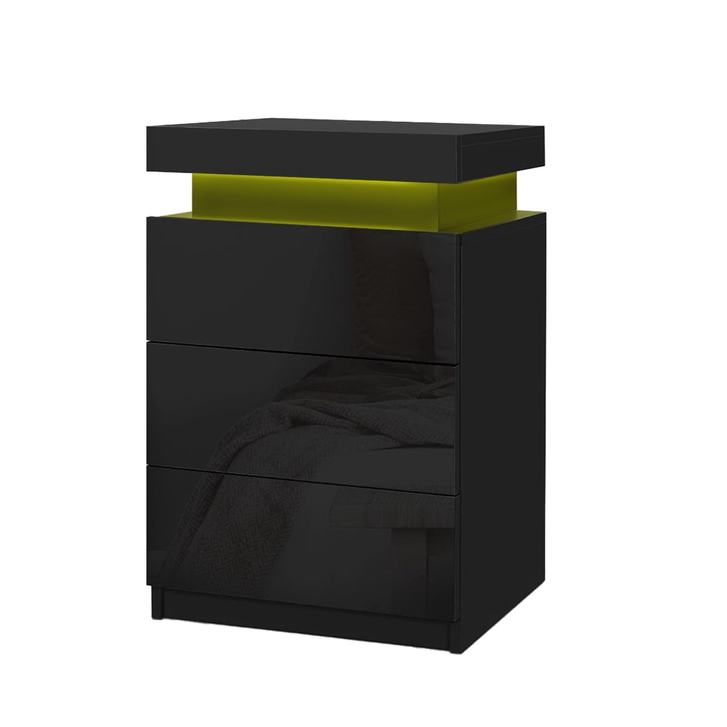 Black bedside table 45x35x68cm, rear view