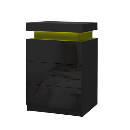 Black bedside table 45x35x68cm, rear view