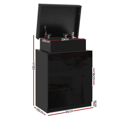 Black bedside table 45x35x68cm, detail