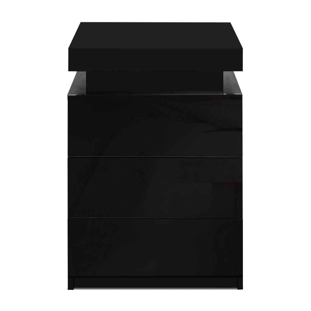 Black bedside table 45x35x68cm, in room setting
