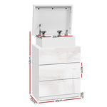 Bedside Table Led 3 Drawers - Coley White