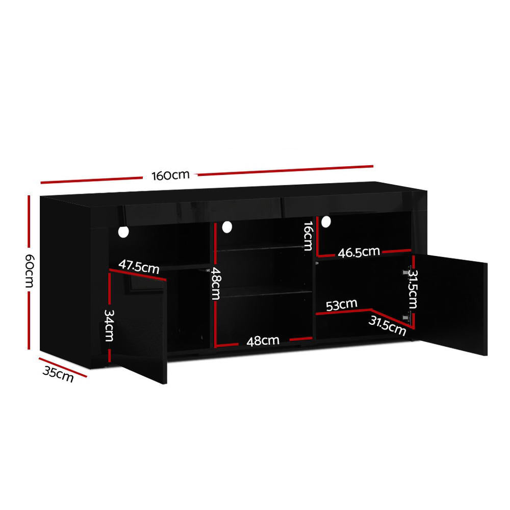 Entertainment Unit Tv Cabinet Led 160Cm Black Bobi