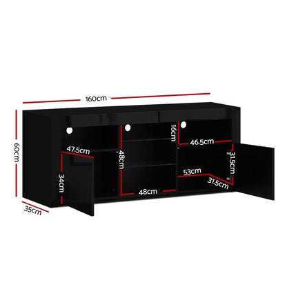 Entertainment Unit Tv Cabinet Led 160Cm Black Bobi