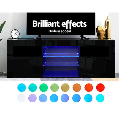 Entertainment Unit Tv Cabinet Led 160Cm Black Bobi