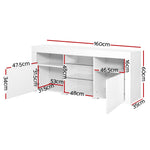 TV Cabinet Entertainment Unit Stand RGB LED Gloss Furniture 160cm White