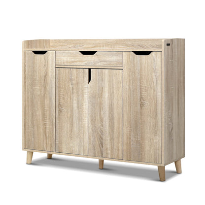 Heavy-Duty Shoe Rack Cabinet - 26 Pairs Pine