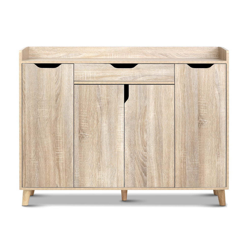 Heavy-Duty Shoe Rack Cabinet - 26 Pairs Pine