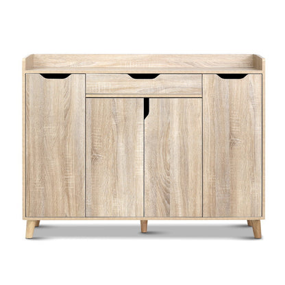 Heavy-Duty Shoe Rack Cabinet - 26 Pairs Pine