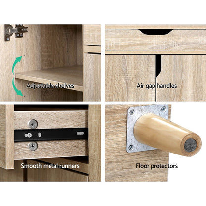 Heavy-Duty Shoe Rack Cabinet - 26 Pairs Pine