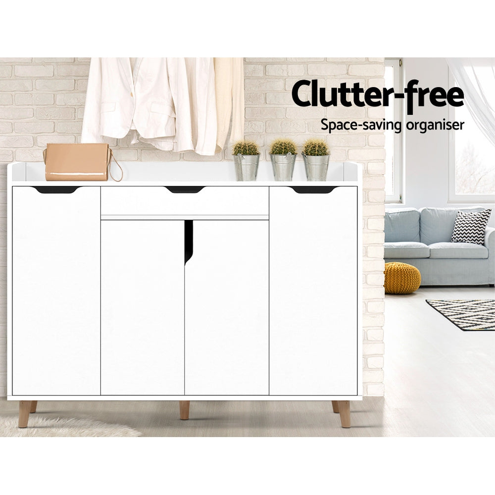 Versatile Shoe Rack Cabinet - 26 Pairs White