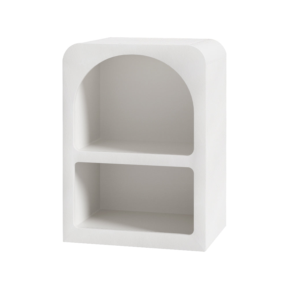 Bedside Table Shelves Side End Table Storage Nightstand White Arched