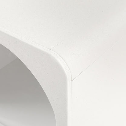 Bedside Table Shelves Side End Table Storage Nightstand White Arched