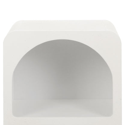 Bedside Table Shelves Side End Table Storage Nightstand White Arched