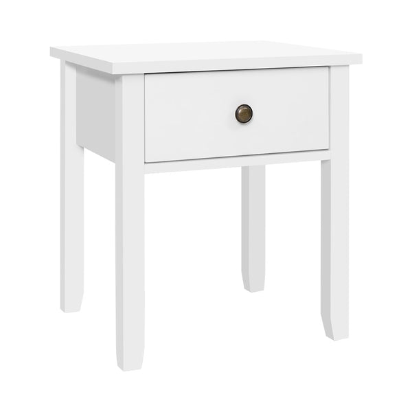  Bedside Table 1 Drawer - Bow White