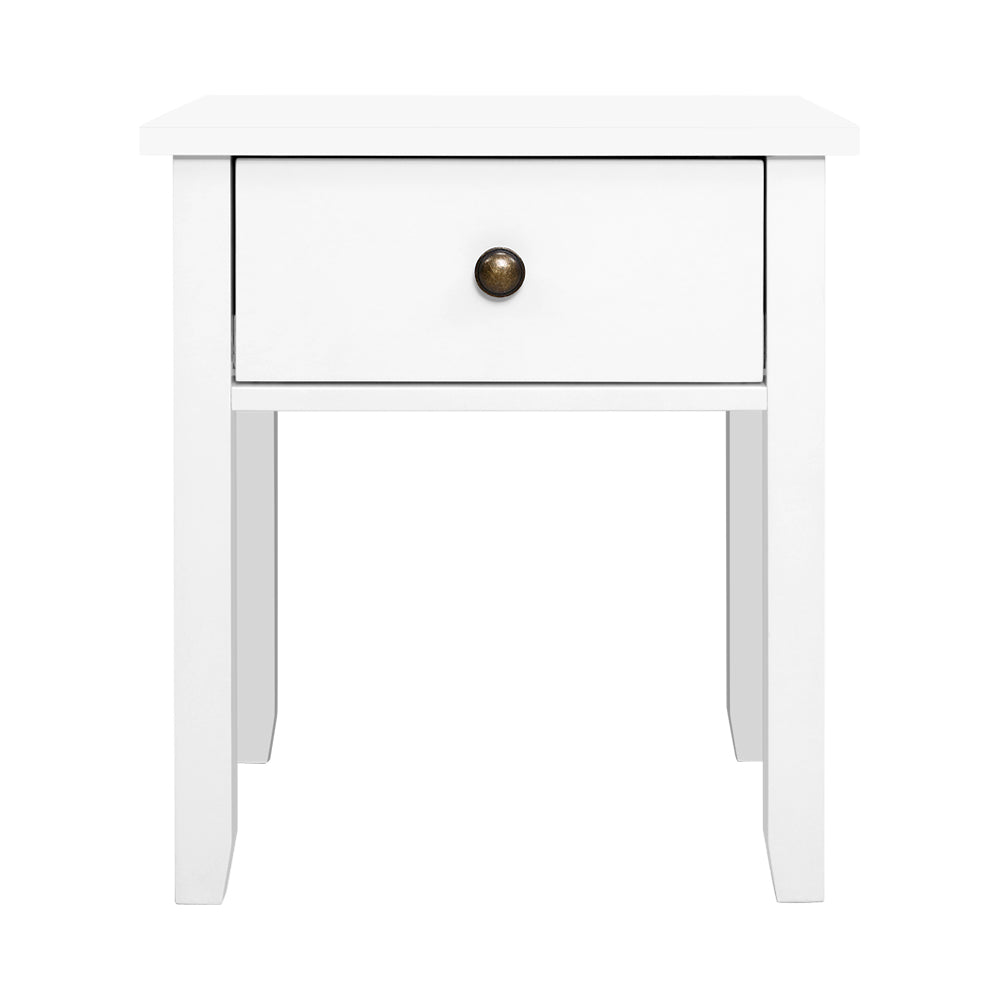 Bedside Table 1 Drawer - Bow White