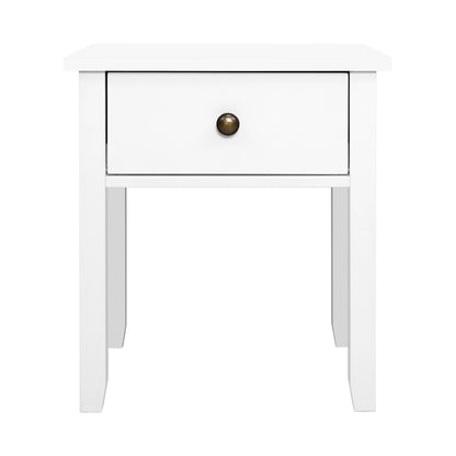 Bedside Table 1 Drawer - Bow White